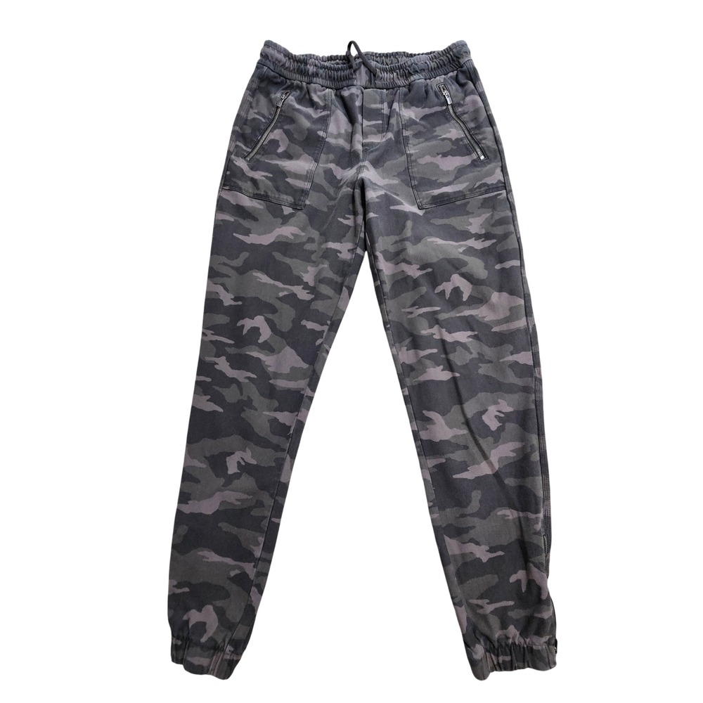 Athleta Farallon Pant Women 6 Grey Camo Jogger Cotton Blend Zippers 452893-00 *